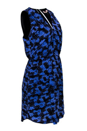 Current Boutique-Rebecca Taylor - Blue & Black Abstract Print Dress w/ White Accents Sz S