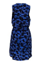 Current Boutique-Rebecca Taylor - Blue & Black Abstract Print Dress w/ White Accents Sz S