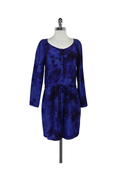 Current Boutique-Rebecca Taylor - Blue & Black Abstract Print Silk Dress Sz 6