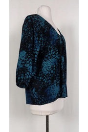 Current Boutique-Rebecca Taylor - Blue & Black Printed Blouse Sz 2