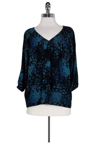 Current Boutique-Rebecca Taylor - Blue & Black Printed Blouse Sz 2