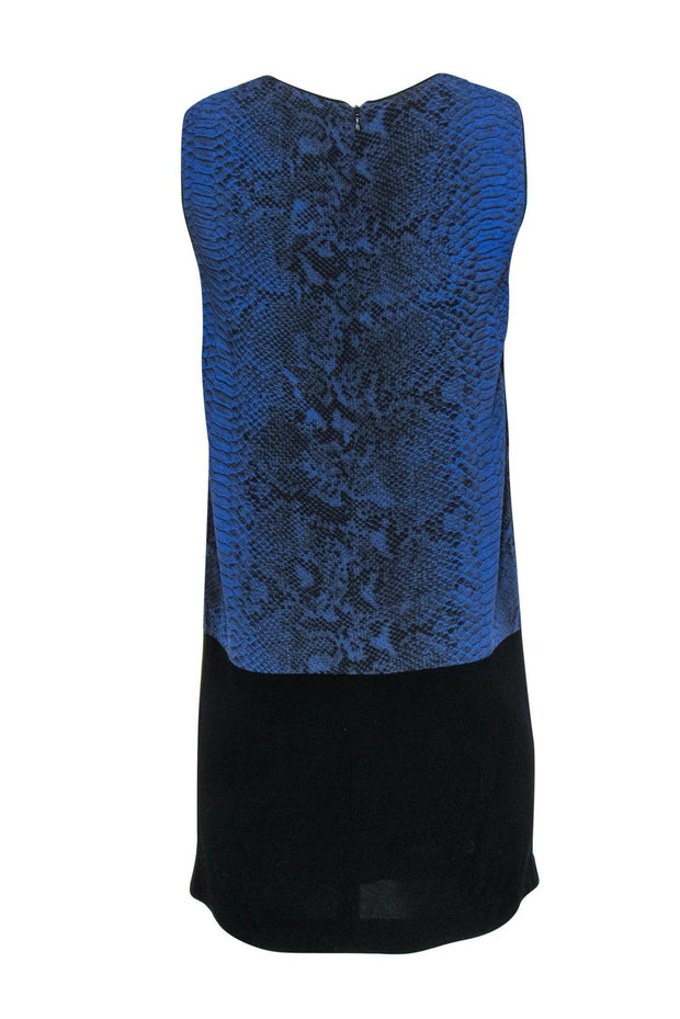 Current Boutique-Rebecca Taylor - Blue & Black Snakeskin Print Sleeveless Shift Dress Sz 2