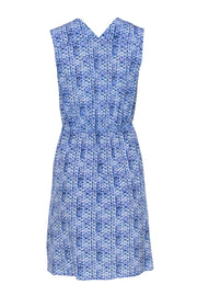 Current Boutique-Rebecca Taylor - Blue Geometric Printed Silk A-Line Dress w/ Pleats Sz 0