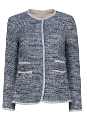 Current Boutique-Rebecca Taylor - Blue Marbled Metallic Tweed Jacket Sz 2