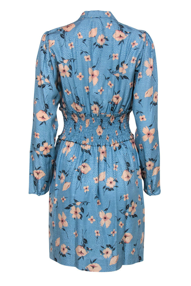 Current Boutique-Rebecca Taylor - Blue & Pink Floral Print Long Sleeve Fit & Flare Dress Sz 6