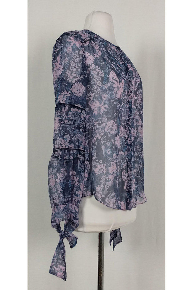 Current Boutique-Rebecca Taylor - Blue & Purple Floral Blouse Sz 4