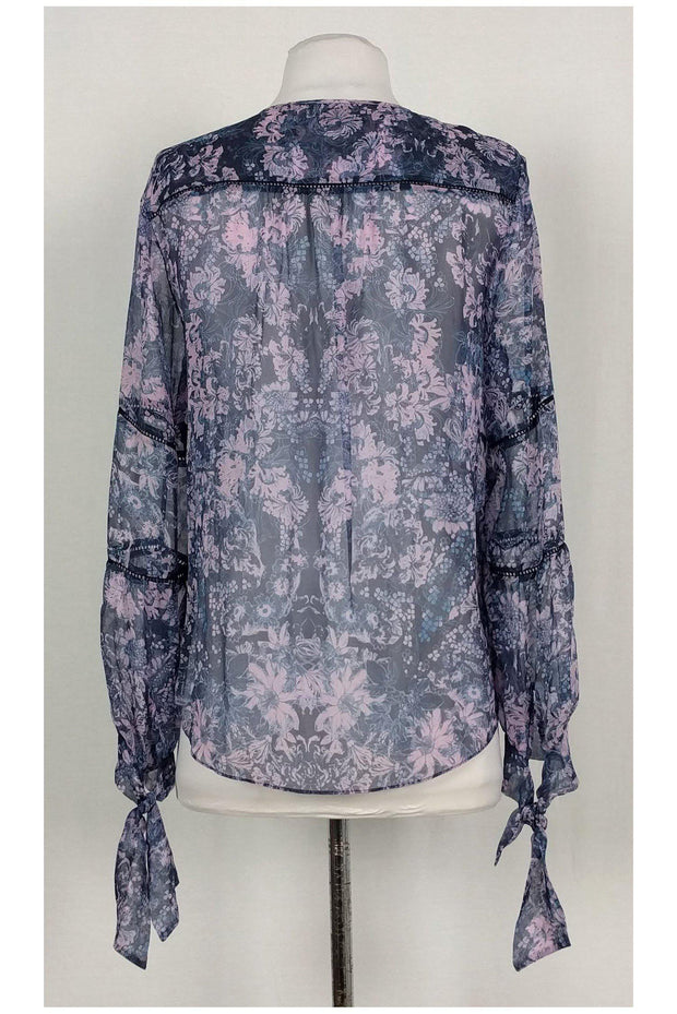 Current Boutique-Rebecca Taylor - Blue & Purple Floral Blouse Sz 4