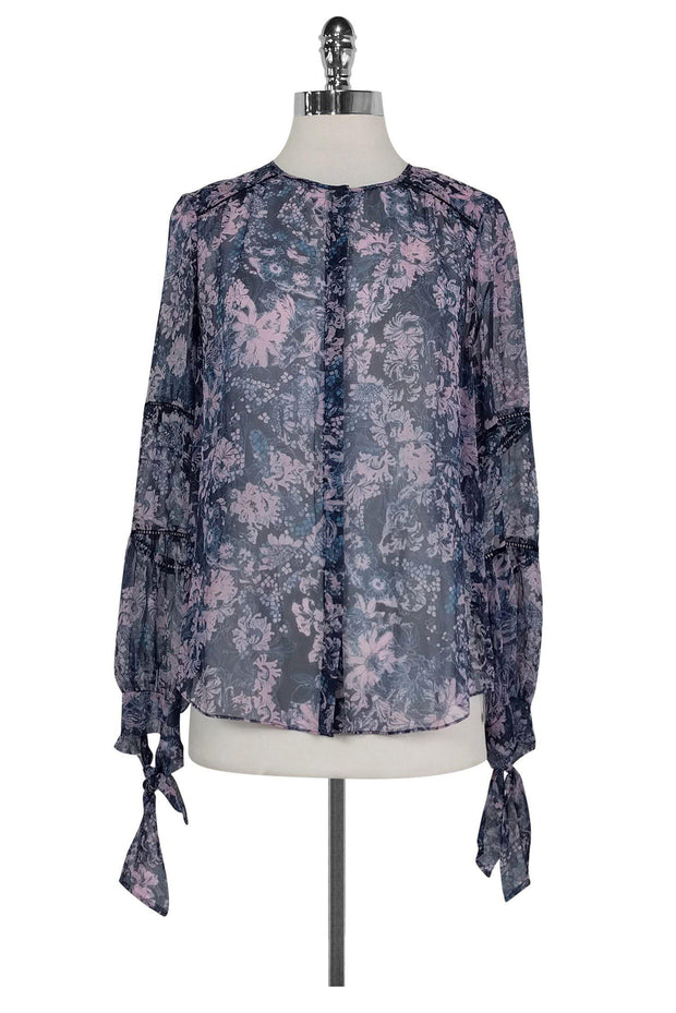 Current Boutique-Rebecca Taylor - Blue & Purple Floral Blouse Sz 4