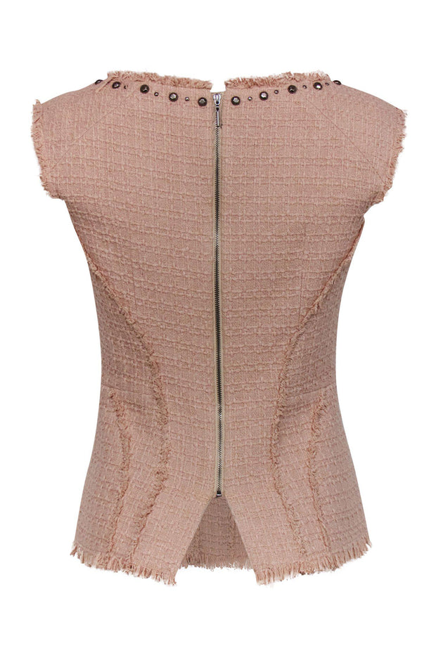 Current Boutique-Rebecca Taylor - Blush Pink Tweed Peplum Top w/ Studs Sz 2