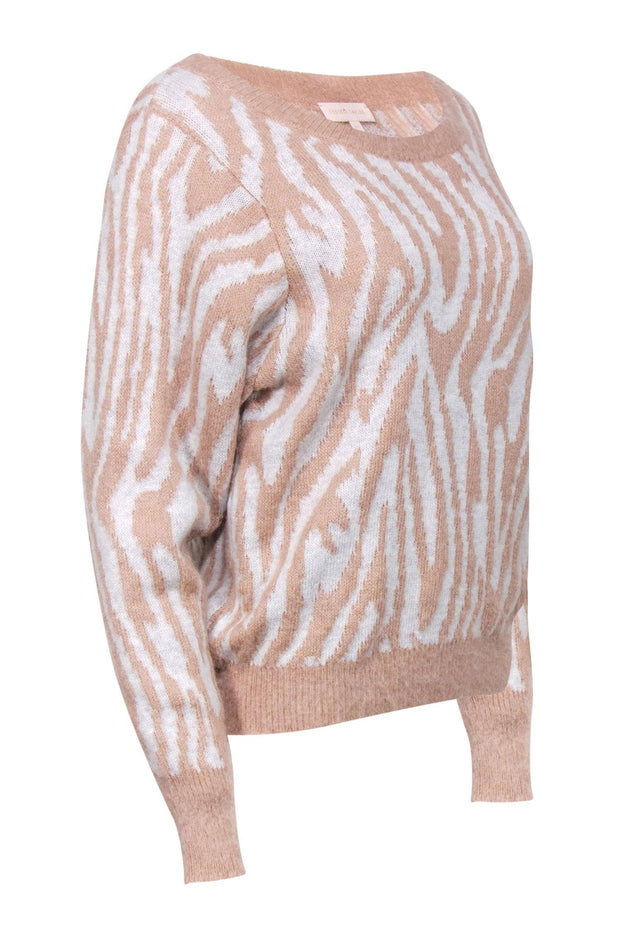 Current Boutique-Rebecca Taylor - Blush & White Zebra Print Fuzzy Sweater Sz M