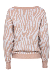 Current Boutique-Rebecca Taylor - Blush & White Zebra Print Fuzzy Sweater Sz M