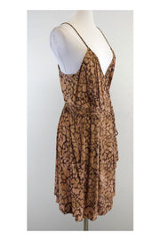 Current Boutique-Rebecca Taylor - Brown & Tan Spaghetti Strap Dress Sz 12