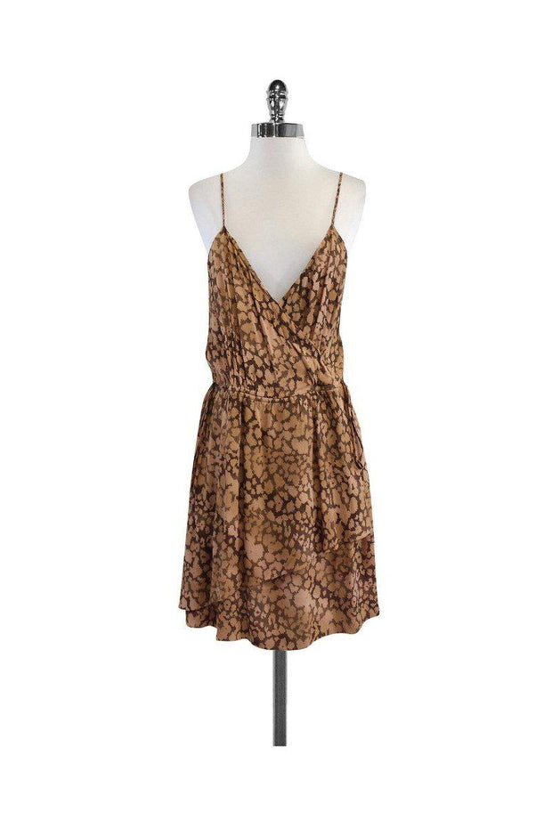 Current Boutique-Rebecca Taylor - Brown & Tan Spaghetti Strap Dress Sz 12