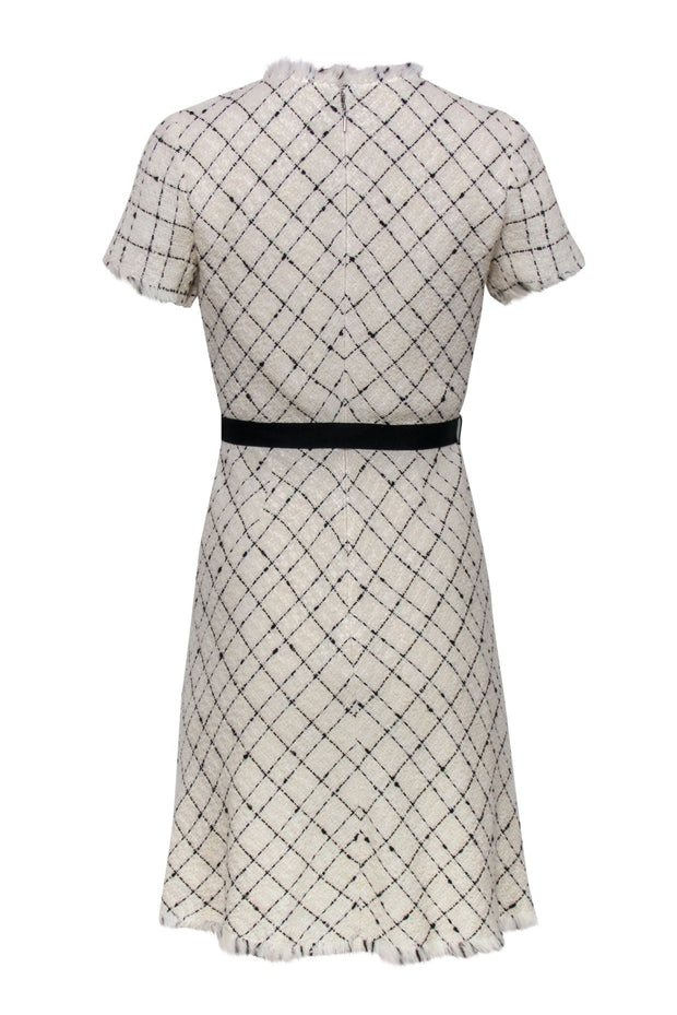 Current Boutique-Rebecca Taylor - Cream & Black Tweed Diamond Print Fit & Flare Dress Sz XS