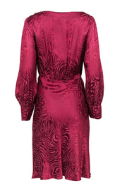 Current Boutique-Rebecca Taylor - Dark Pink Zebra Print Long Sleeve Fit & Flare Dress Sz 14