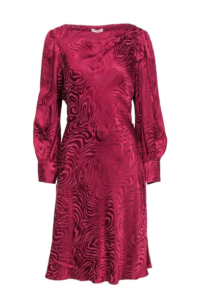 Current Boutique-Rebecca Taylor - Dark Pink Zebra Print Long Sleeve Fit & Flare Dress Sz 14