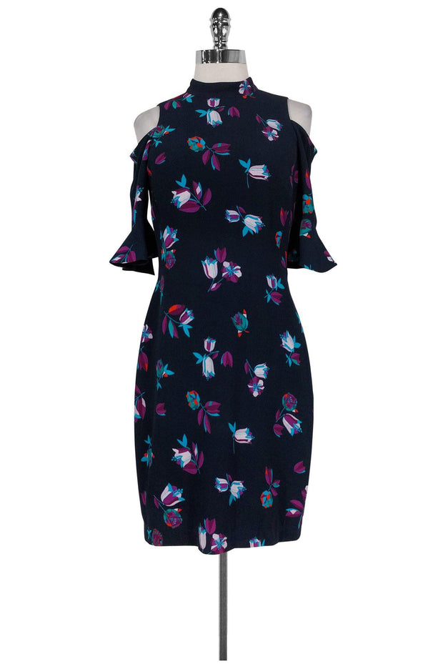 Current Boutique-Rebecca Taylor - Floral Navy Bell Sleeve Dress Sz 2