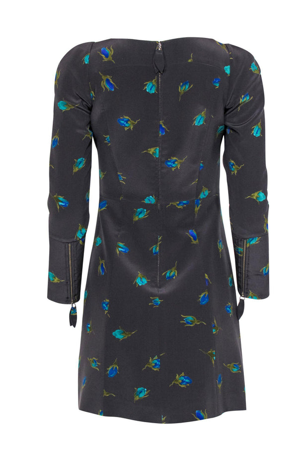 Current Boutique-Rebecca Taylor - Gray & Blue Tulip Long Sleeved Dress Sz 2