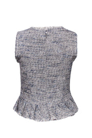 Current Boutique-Rebecca Taylor - Gray Metallic Tweed Peplum Top Sz 0