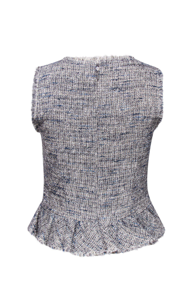 Current Boutique-Rebecca Taylor - Gray Metallic Tweed Peplum Top Sz 0