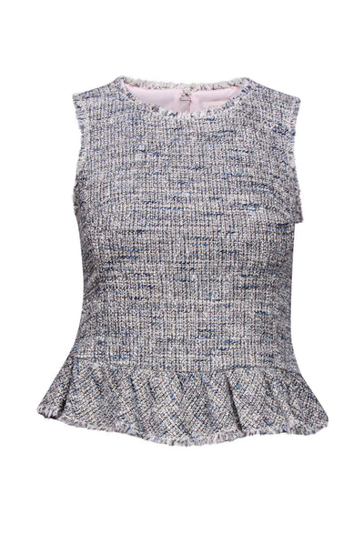 Current Boutique-Rebecca Taylor - Gray Metallic Tweed Peplum Top Sz 0