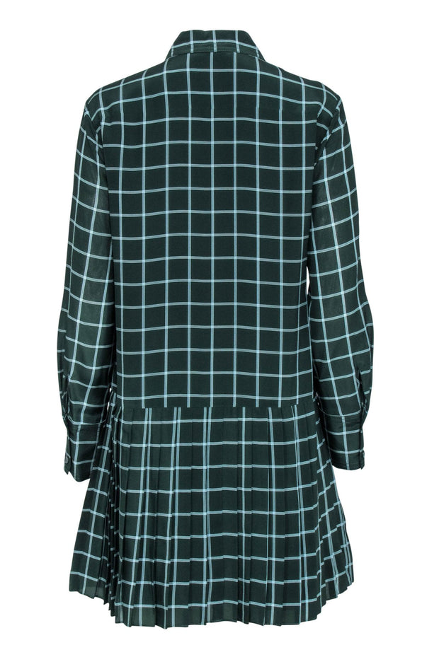 Current Boutique-Rebecca Taylor - Green Plaid Long Sleeve Dress w/ Pleated Skirt Sz S