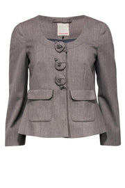 Current Boutique-Rebecca Taylor - Grey Cropped Jacket w/ Rosette Buttons Sz 6