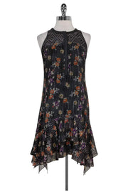 Current Boutique-Rebecca Taylor - Grey Floral Ruffle Dress Sz 2