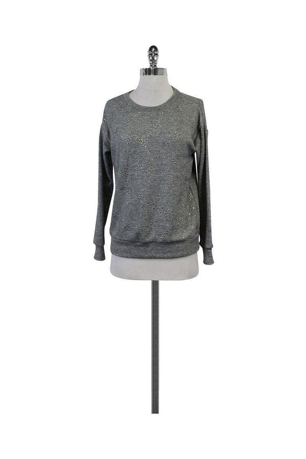 Current Boutique-Rebecca Taylor - Grey Jeweled Front Sweater Sz XS