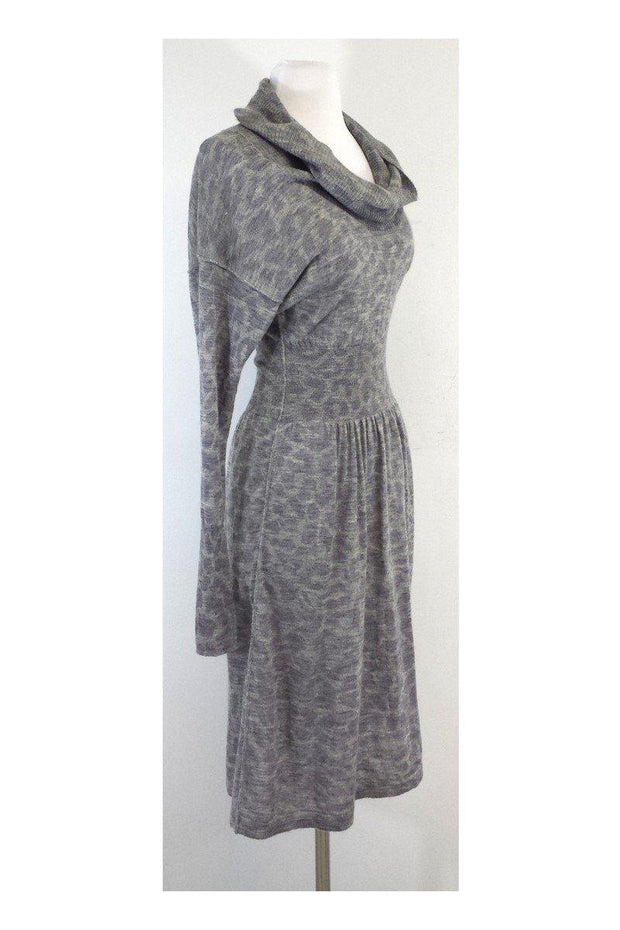 Current Boutique-Rebecca Taylor - Grey Leopard Print Wool Sweater Dress Sz M