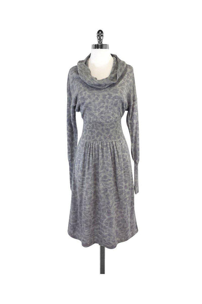 Current Boutique-Rebecca Taylor - Grey Leopard Print Wool Sweater Dress Sz M