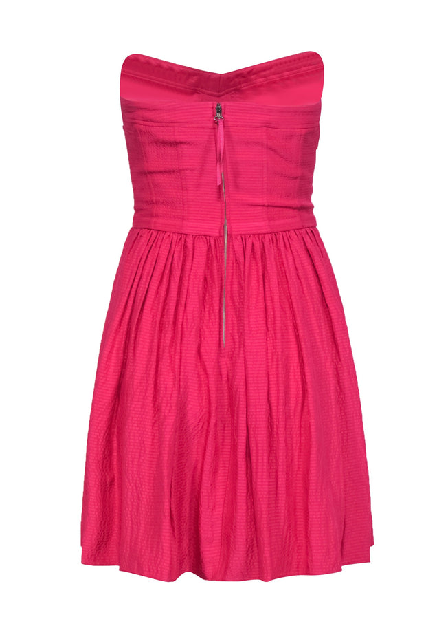 Current Boutique-Rebecca Taylor - Hot Pink Strapless A-Line Crinkled Dress Sz 0