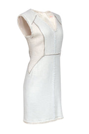 Current Boutique-Rebecca Taylor - Light Blue & White Tweed Sheath Dress w/ Zipper Details Sz 8