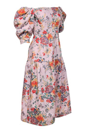 Current Boutique-Rebecca Taylor - Lilac Floral Cotton & Linen Off-the-Shoulder Maxi Dress Sz 4