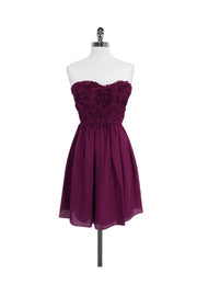 Current Boutique-Rebecca Taylor - Magenta Silk Strapless Dress Sz 4