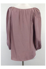 Current Boutique-Rebecca Taylor - Mauve Bishop Sleeve Frayed Silk Blouse Sz 6