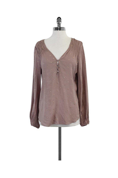 Current Boutique-Rebecca Taylor - Mauve Rose Gold Studded Top Sz M