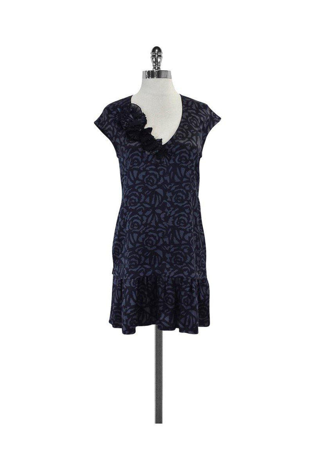 Current Boutique-Rebecca Taylor - Navy & Blue Floral Print Dress Sz 4