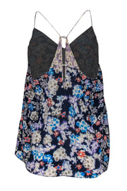 Current Boutique-Rebecca Taylor - Navy & Floral Silk Tank Top Sz 6