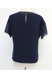 Current Boutique-Rebecca Taylor - Navy Silk Blend Beaded Top Sz 12