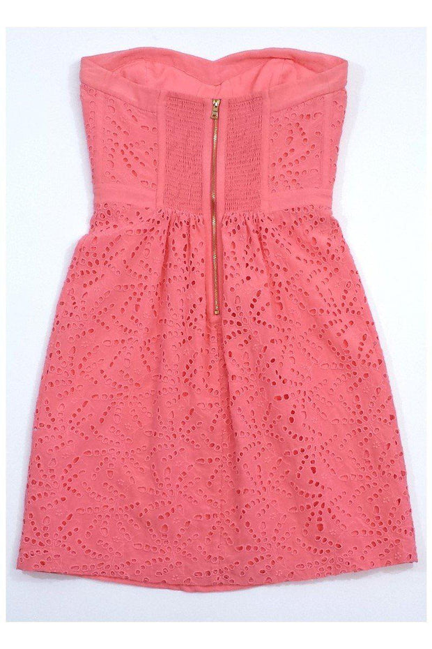 Current Boutique-Rebecca Taylor - Pink Eyelet Strapless Silk Dress Sz 2