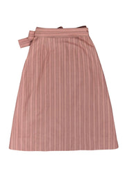 Current Boutique-Rebecca Taylor - Pink Pinstripe Wrap Midi Skirt Sz 2