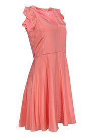 Current Boutique-Rebecca Taylor - Pink Textured Silk Fit & Flare Dress Sz 4