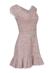 Current Boutique-Rebecca Taylor - Pink Tweed Sheath Dress w/ Flounce Hem Sz 4