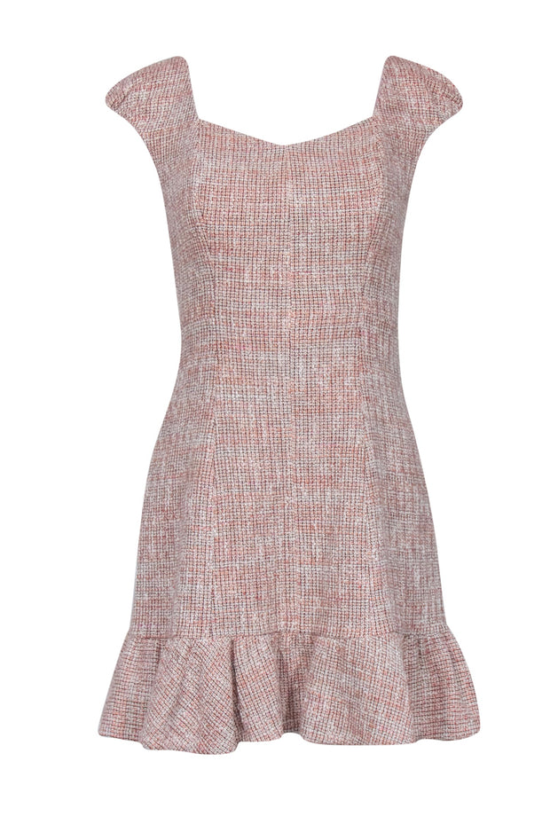 Current Boutique-Rebecca Taylor - Pink Tweed Sheath Dress w/ Flounce Hem Sz 4