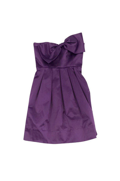 Current Boutique-Rebecca Taylor - Purple Bow Pleated Strapless Dress Sz 2