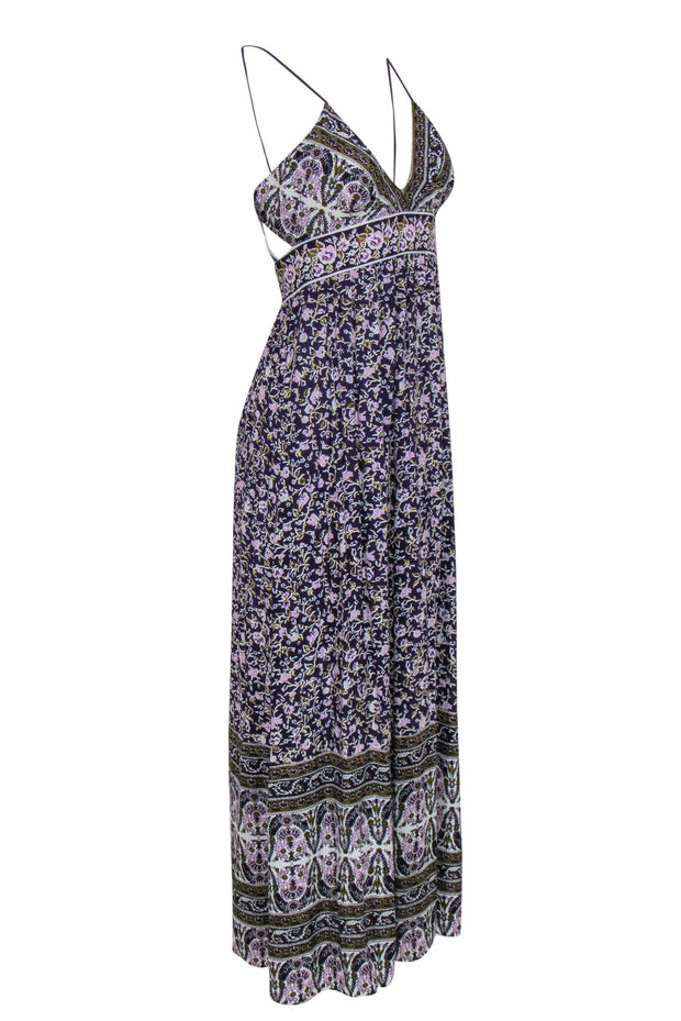 Current Boutique-Rebecca Taylor - Purple Floral Print Sleeveless Maxi Dress Sz 2