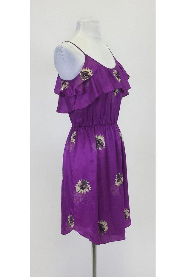 Current Boutique-Rebecca Taylor - Purple Silk Dress w/ Flowers Sz 4