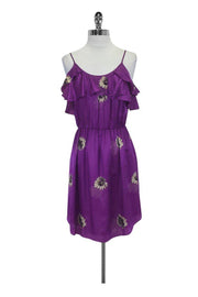 Current Boutique-Rebecca Taylor - Purple Silk Dress w/ Flowers Sz 4