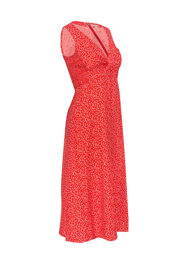 Current Boutique-Rebecca Taylor - Red Floral Twisted Front Midi Dress Sz 0